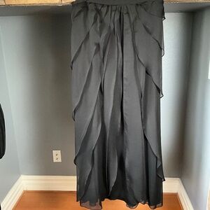 Adrianna Papell Party Holiday Formal Maxi Skirt Ruffle Sheer Classic Black 14